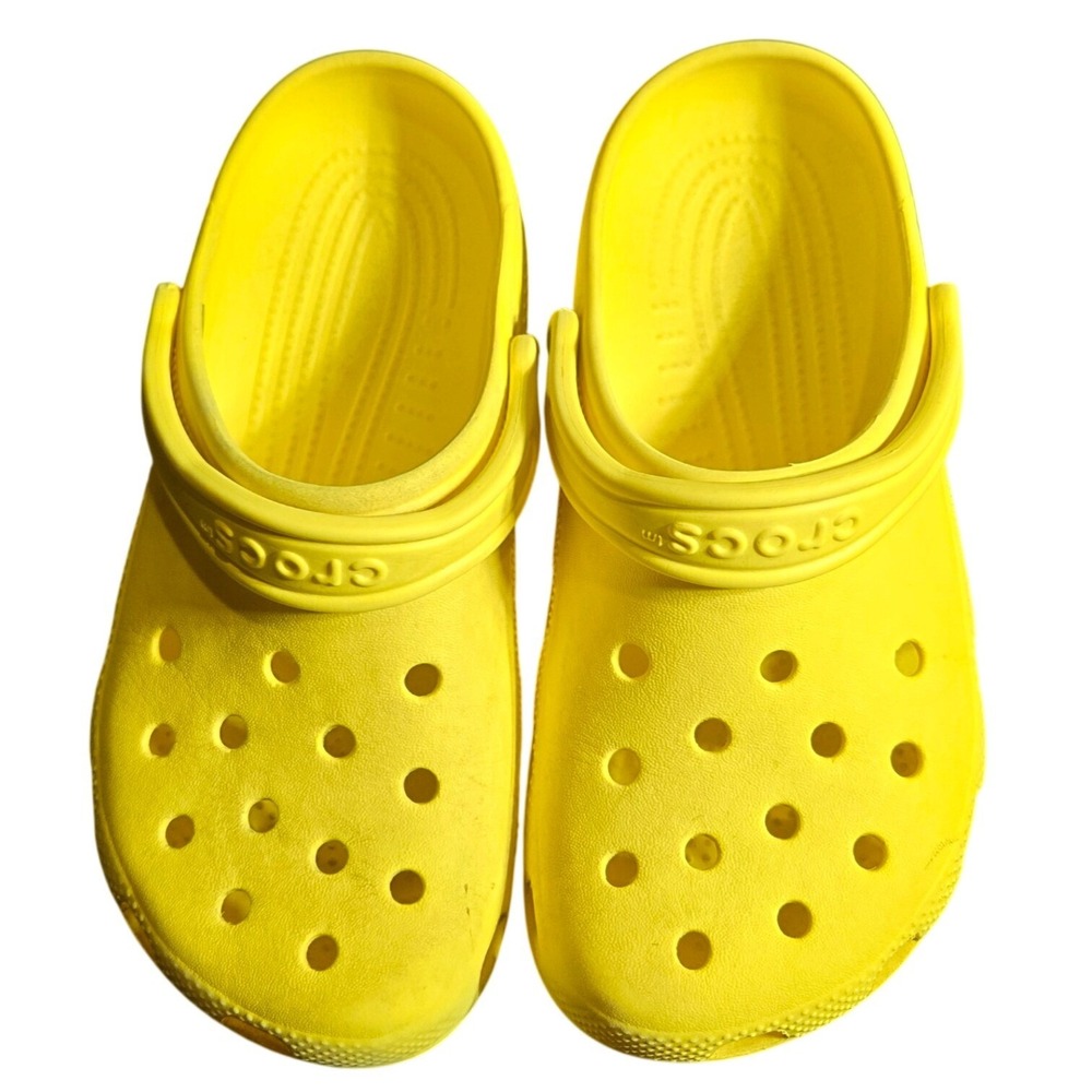 Crocs Classic Clog Lemon Yellow Slip On Comfort Shoe Kids 5 Womens 7 Bright Neon
